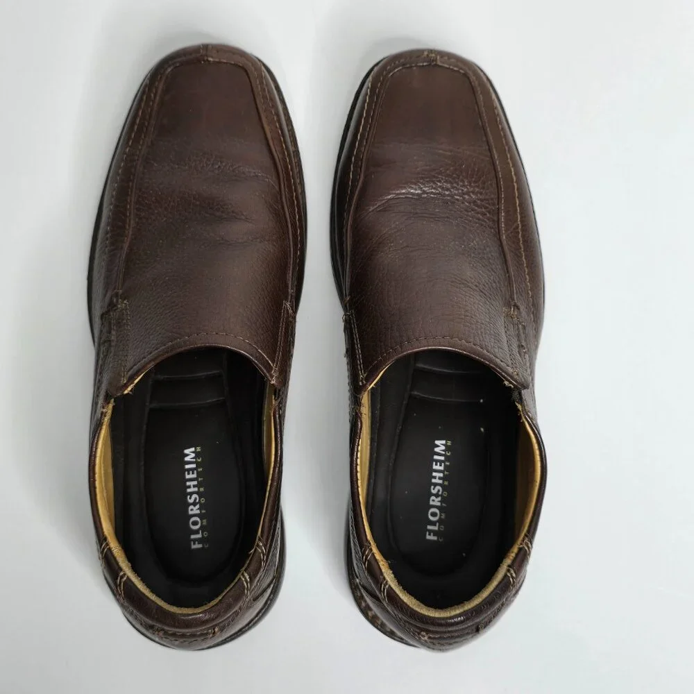 Florsheim Men's Roane Shoes 8.5 D‎ Moc Toe Slip on Brown Leather Dress Casual